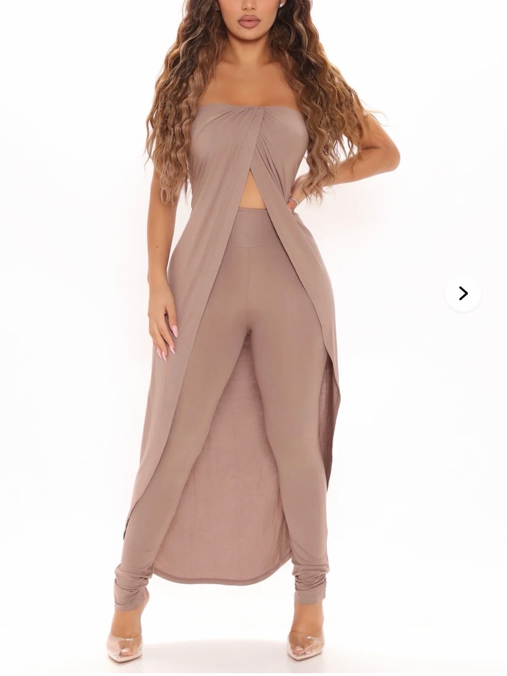 Strapless Taupe Sassy Tunic Legging Set - Small